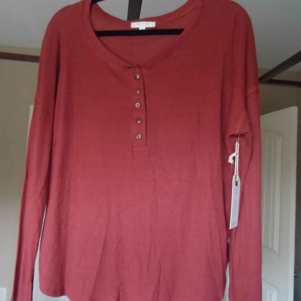 Rust Red Henley Top
